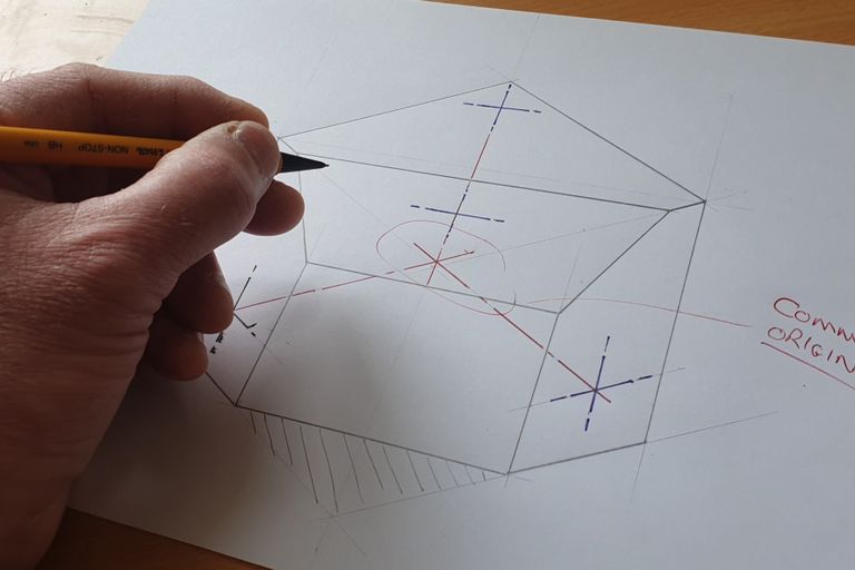 Dave drawing pyramid geometry